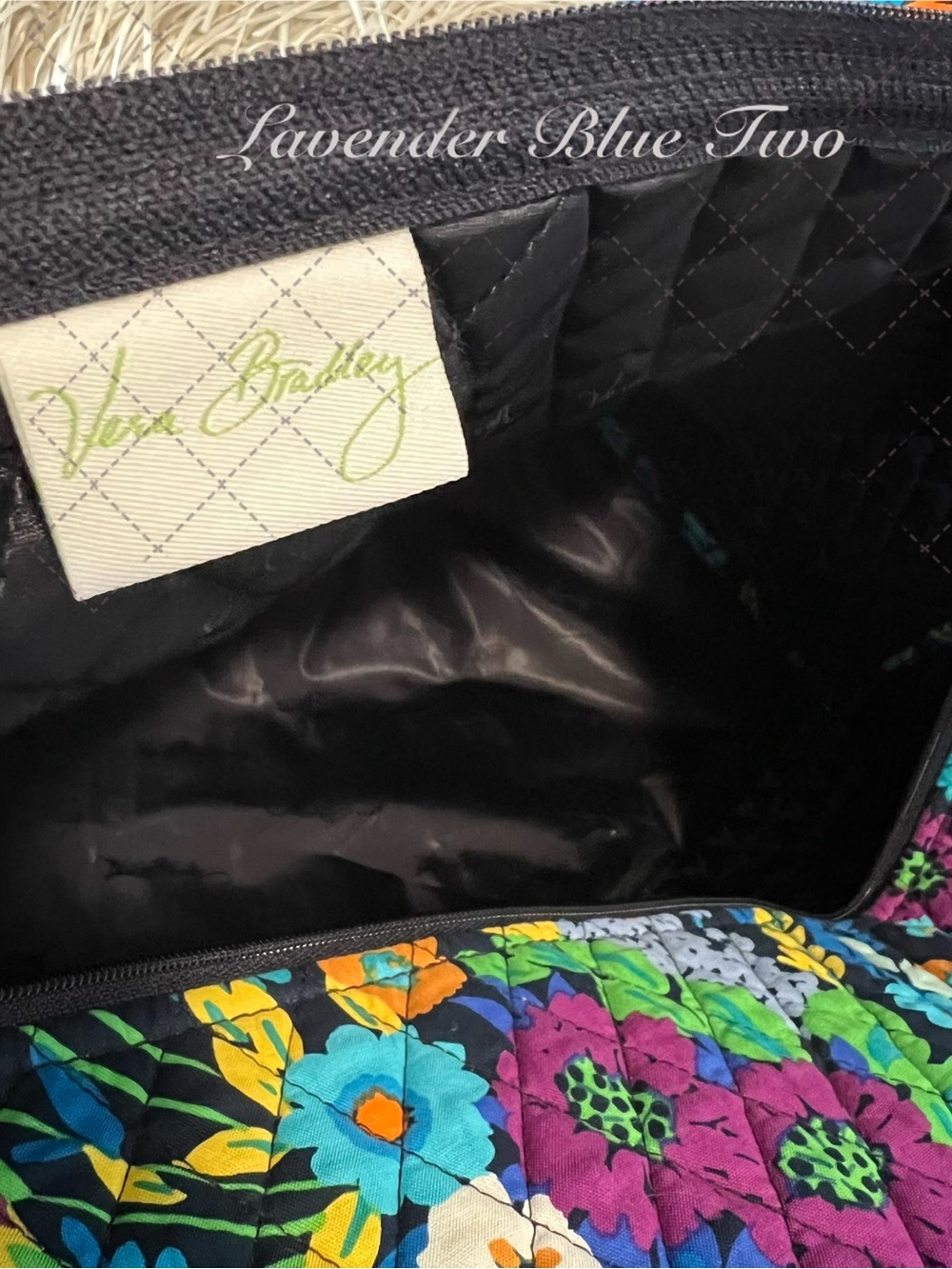 VERA BRADLEY Midnight Floral 2013 XL Duffle Bag Navy Turquoise Lightweight Y2K - Picture 14 of 15